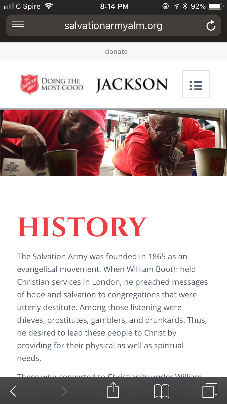 The Salvation Army Jackson website